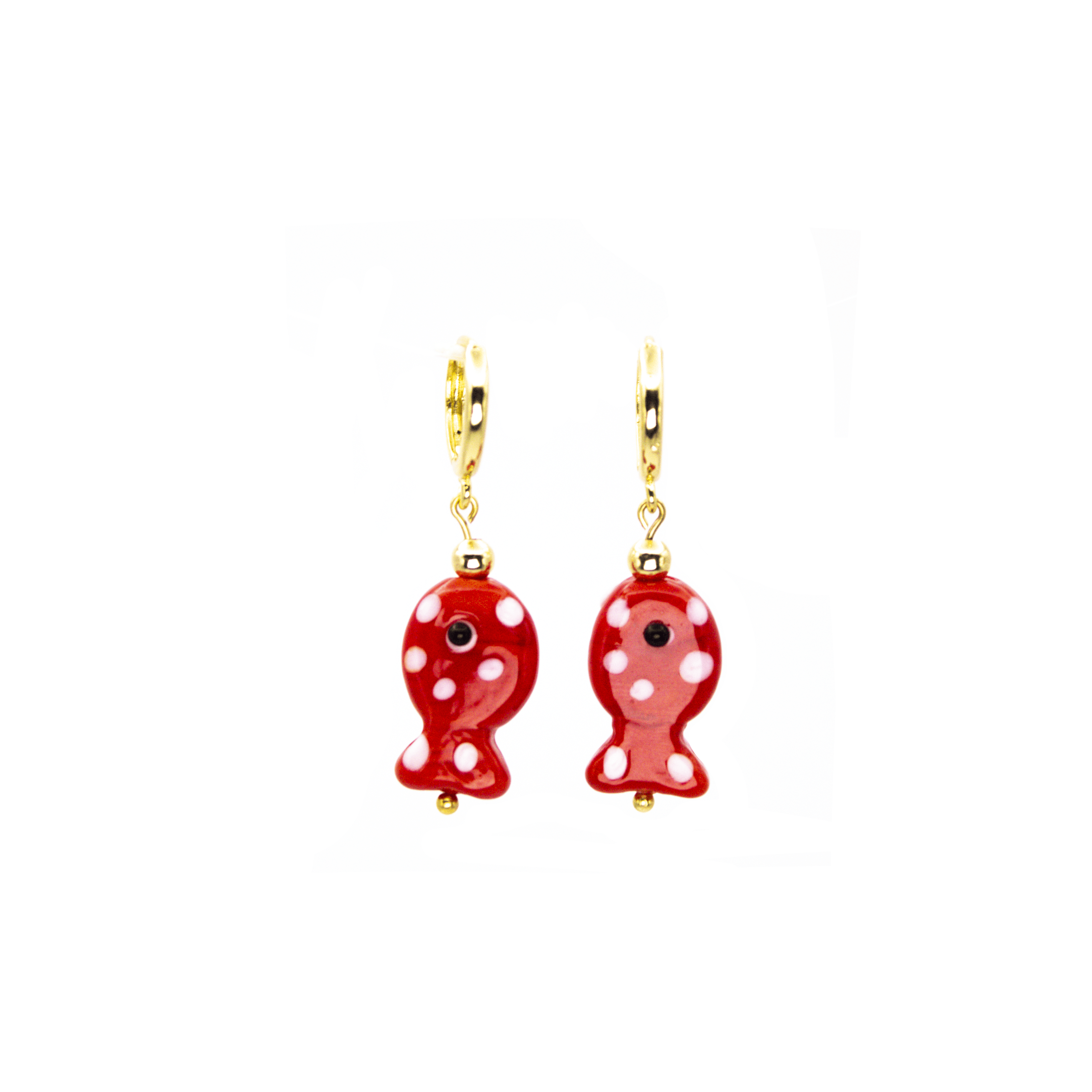 Aros Pez Rojo Baño en Oro